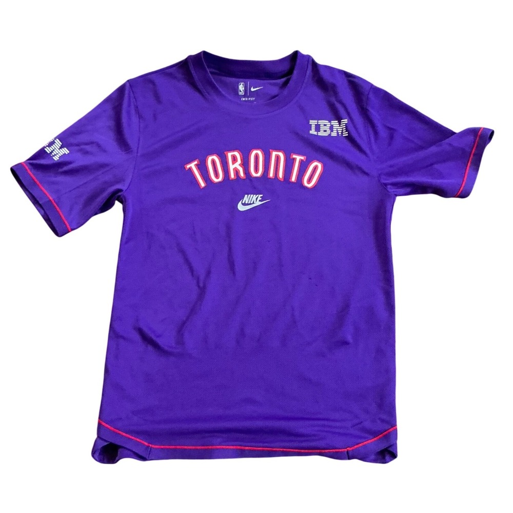 Nike Toronto Raptors NBA Dri-FIT Shooting Shirt Purple Mens Small IBM Logo